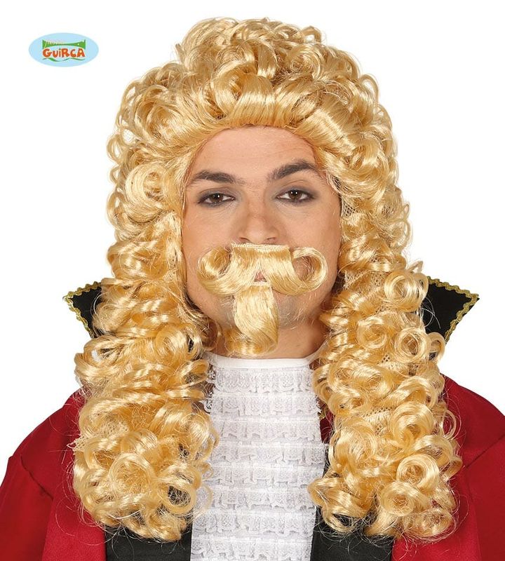 [4093] Blonde Marquis Wig with Moustache - Adult One Size