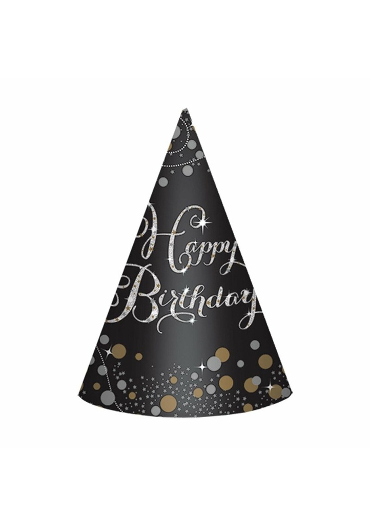 Sparkling Gold Celebrations Cone Hats - 8pk