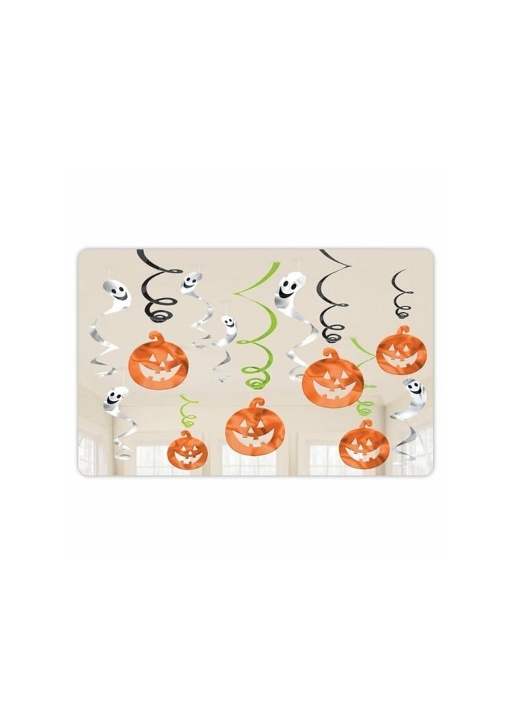 Halloween Swirls Hanging Decorations Pumpkins & Ghosts -12pk