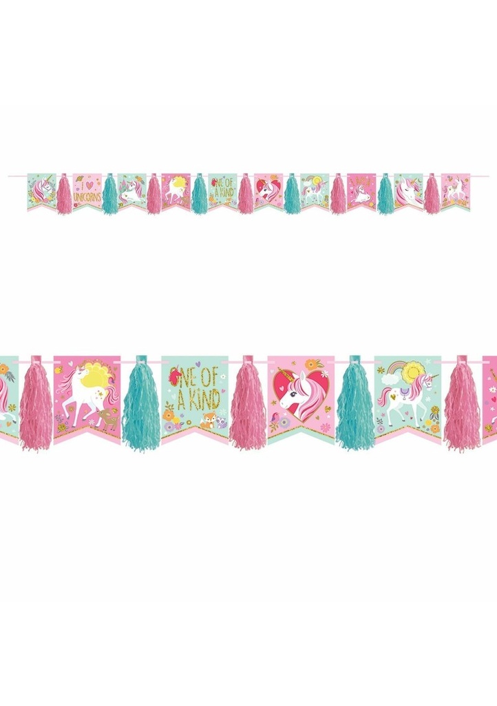 [221929] Magical Unicorn Glitter Tassel Garland - 3m