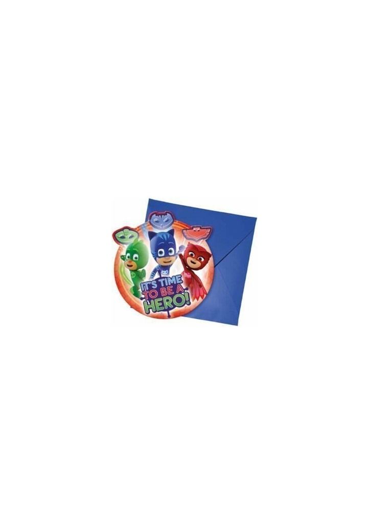 Pj Masks Die-cut Invitations & Envelopes  - 6pk