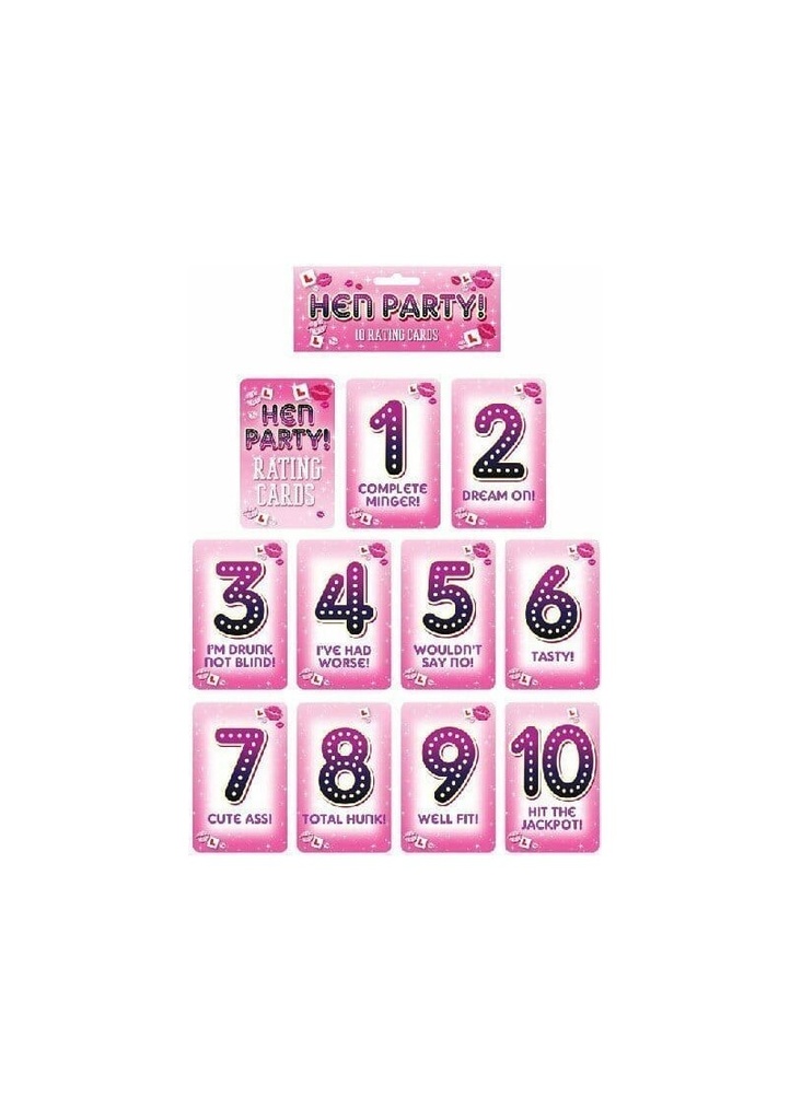 Hen Night Male Rating Card Game - 10pk