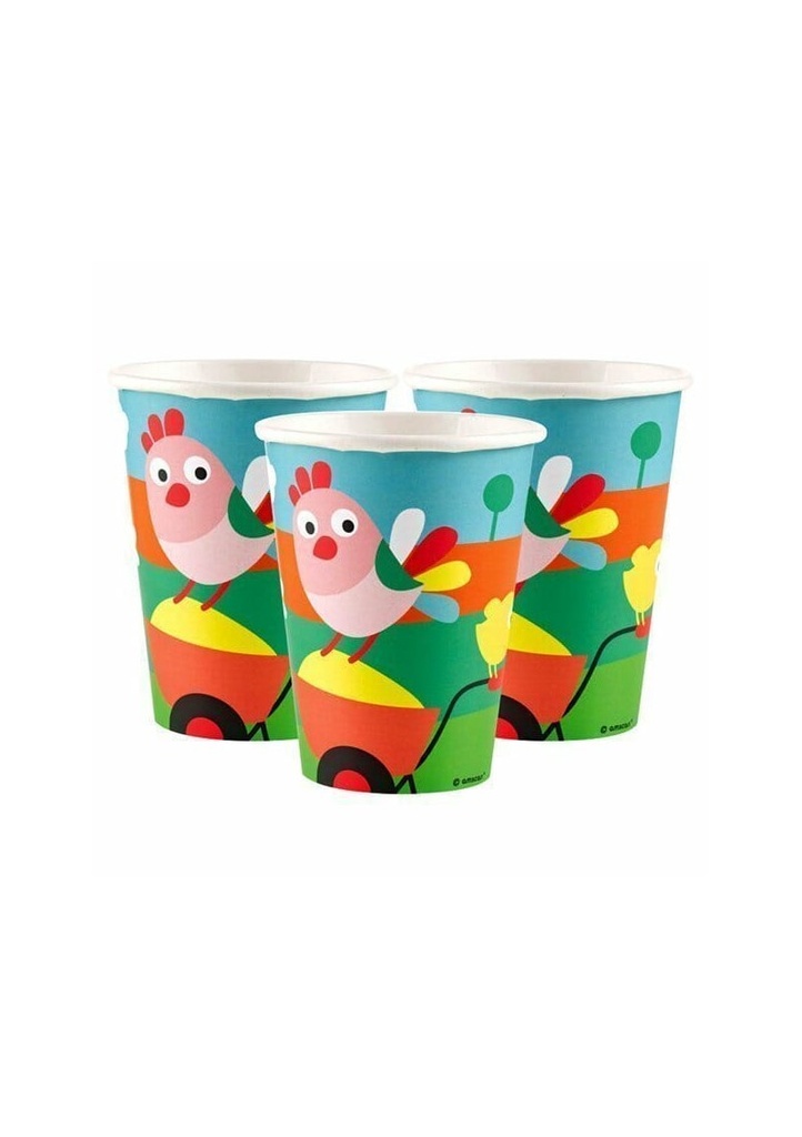 [9900375] Farm Fun Paper Cups 250ml - 8pk