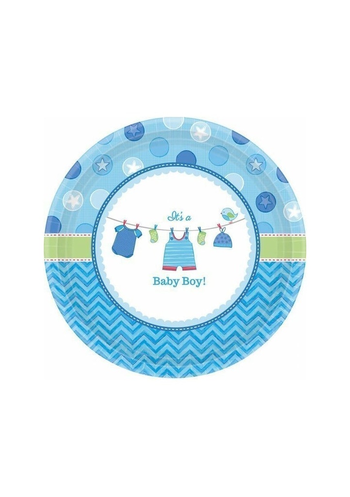 It's A Boy Baby Shower With Love Letter Paper Plates 17.8cm - 8pk