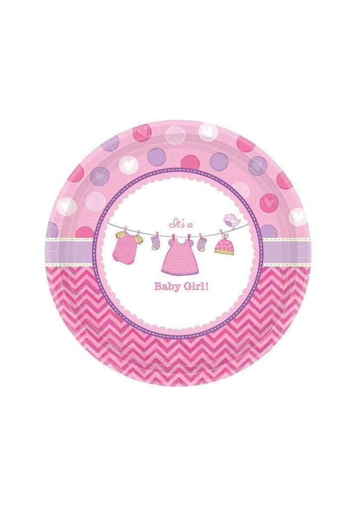 It's A Girl Baby Shower With Love Paper Plates 17.8cm - 8pk