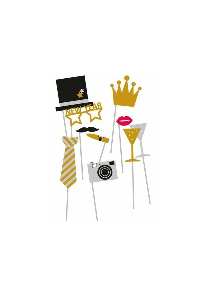 Happy New Year Photo Booth Props Kit - 10pcs