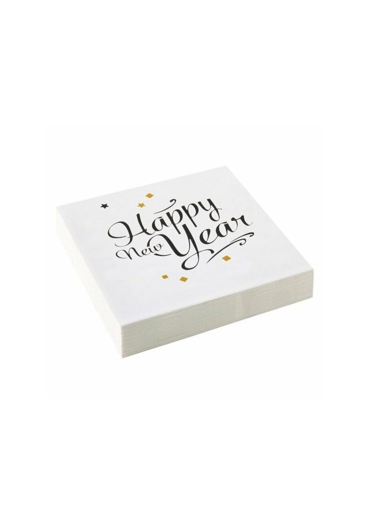 New Year Golden Wishes Napkins 33cm x 33cm - 20pk
