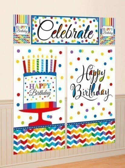 Bright Birthday Scene Setter Decoration Kit - 5 pcs
