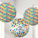 Bright Birthday Lanterns 9.5 in (24.1cm) - 3pk