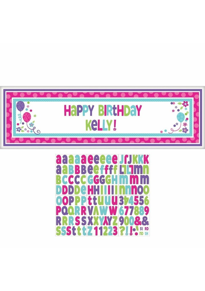 [120182] Pink & Teal Personalize Giant Sign Banner - 165cm x 50cm