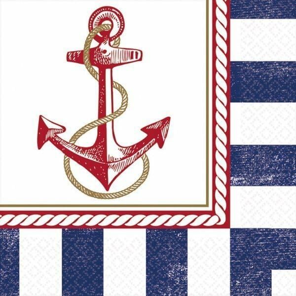 [511617] Anchors Aweigh Napkins 2 Ply 33cm x 33cm - 16pk