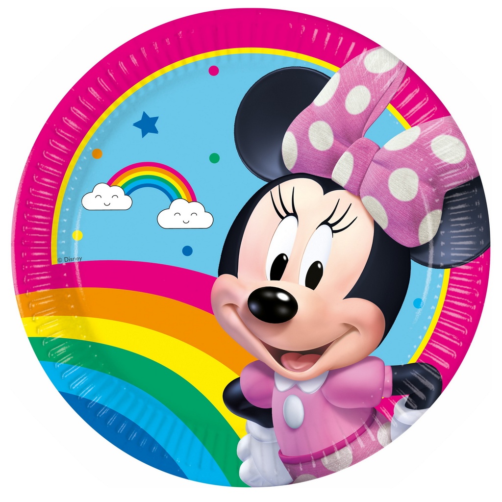 Minnie Rainbow Make Me Smile FSC Paper Plates Medium 20cm - 8pk