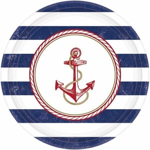 [591617] Anchors Aweigh Paper Plates 26.7cm - 8pk