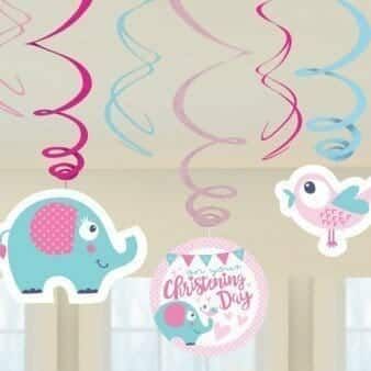 [9901944] 6 Swirl Decoration Christening Pink