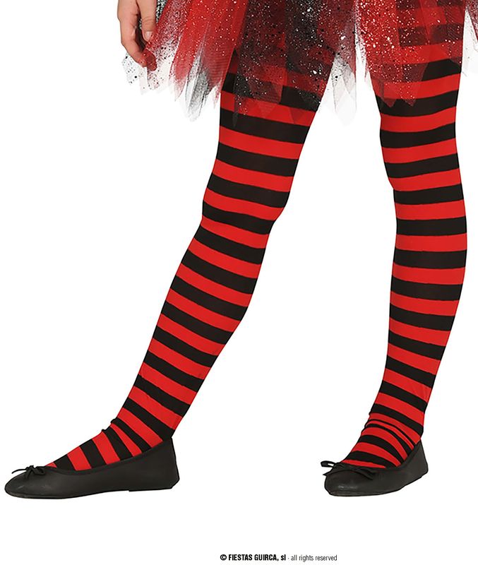 Child Red Striped Tights - Age 3 to 6 Years