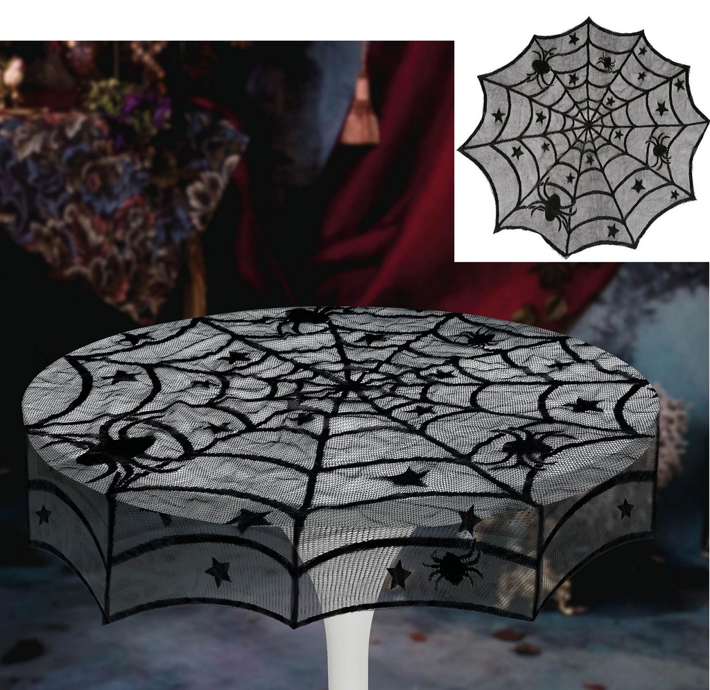Halloween Cobweb Lace Tablecloth 100cm