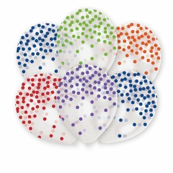 Coloured Spots Assorted Latex 11'' Balloons - 6pk
