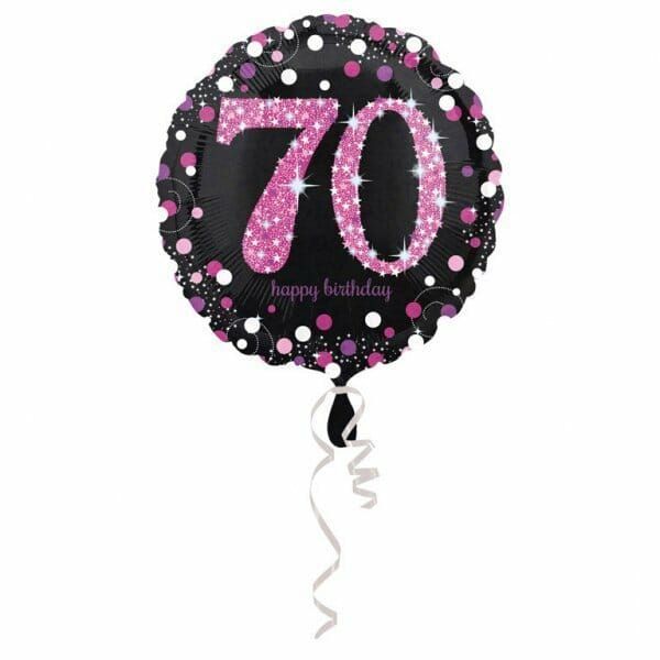 [3378901] 70 Happy Birthday Black/Pink Foil Balloon 18'' - 45cm