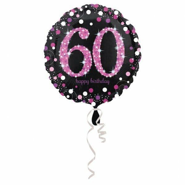 [3378801] 60 Happy Birthday Black/Pink Foil Balloon 18'' - 45cm