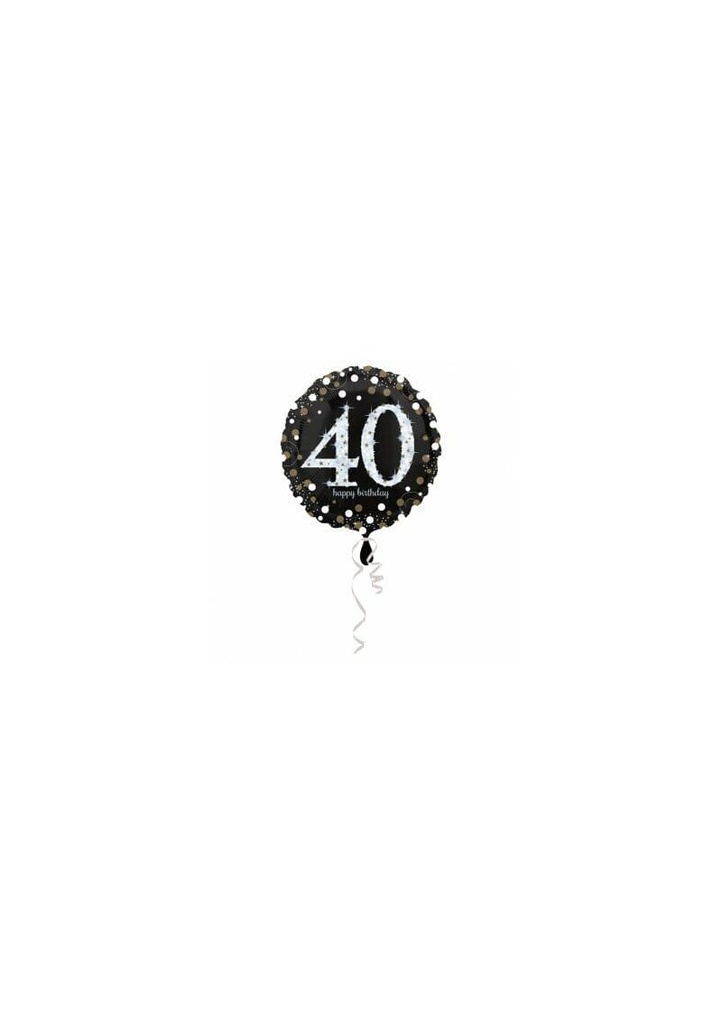 Happy Birthday Black 18 Inch Foil Balloon - No. 40