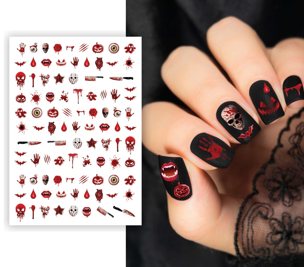 Halloween Nail Stickers Bloody Sheet 10x7cm