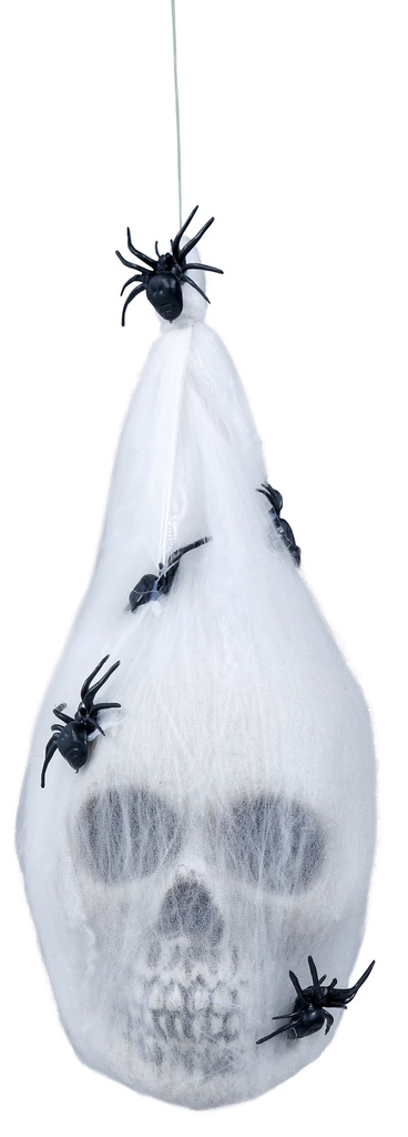 Halloween Decoration Spider Web Bag With Skull 25cm