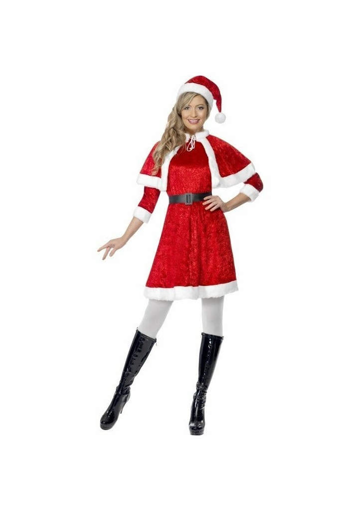 Miss Santa Costume With Cape - Adult Size Medium