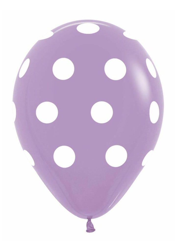 Fashion Solid - Lilac with White Polka Dots 12" Balloon
