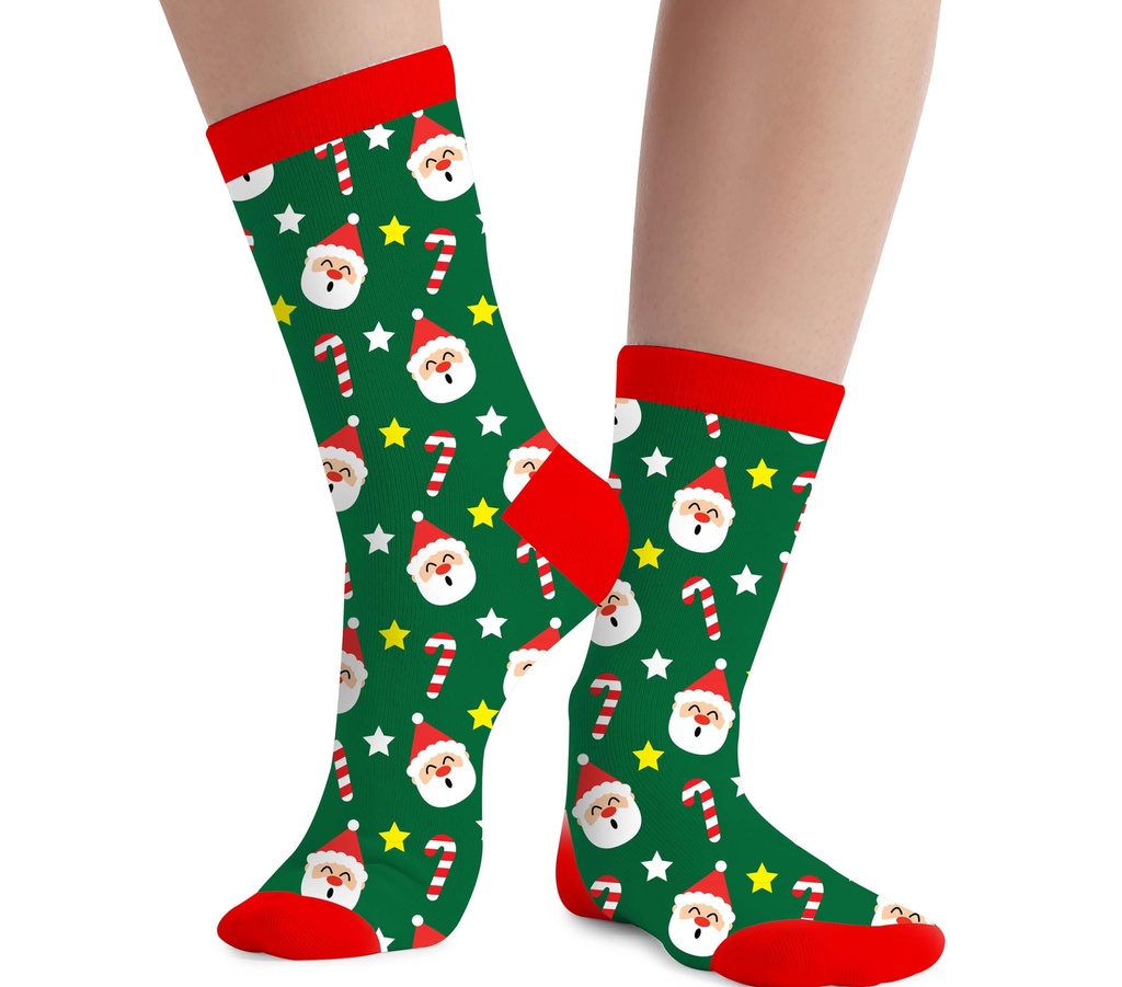 Christmas Socks Green - Adult Size 22-28