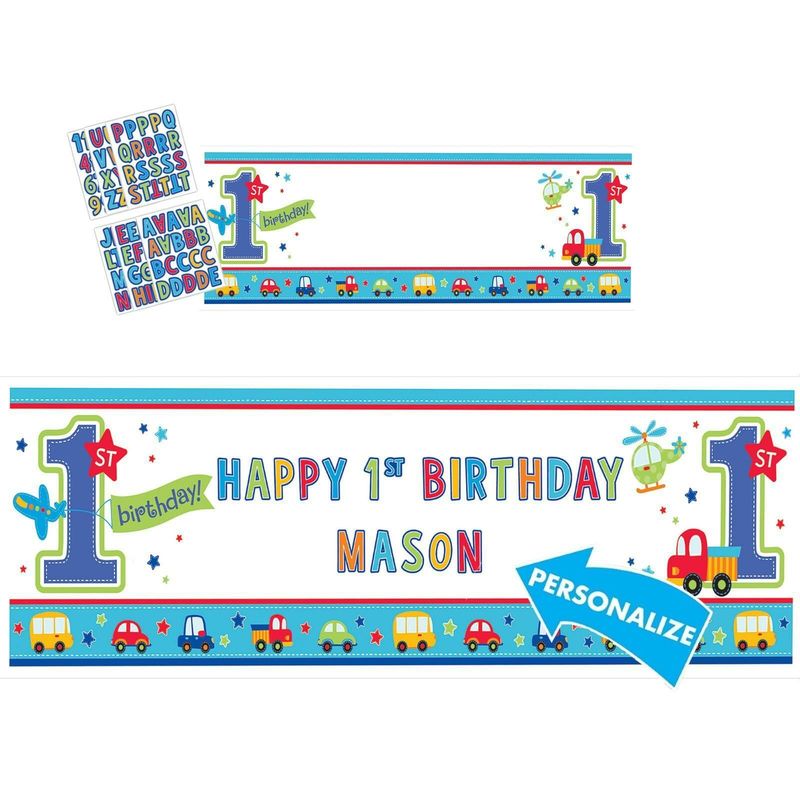 All Aboard 1st Birthday Boy Personalized Giant Banner Kit - 1.5m