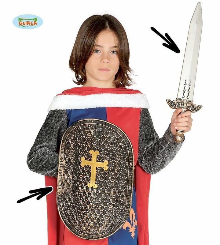 Child Medieval Shield 41cm And Sword 48cm