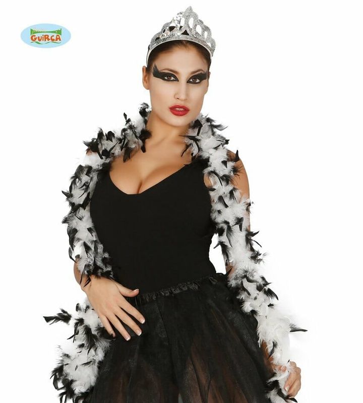 Boa With Black & White Feather (40 Grams) - 1.80m