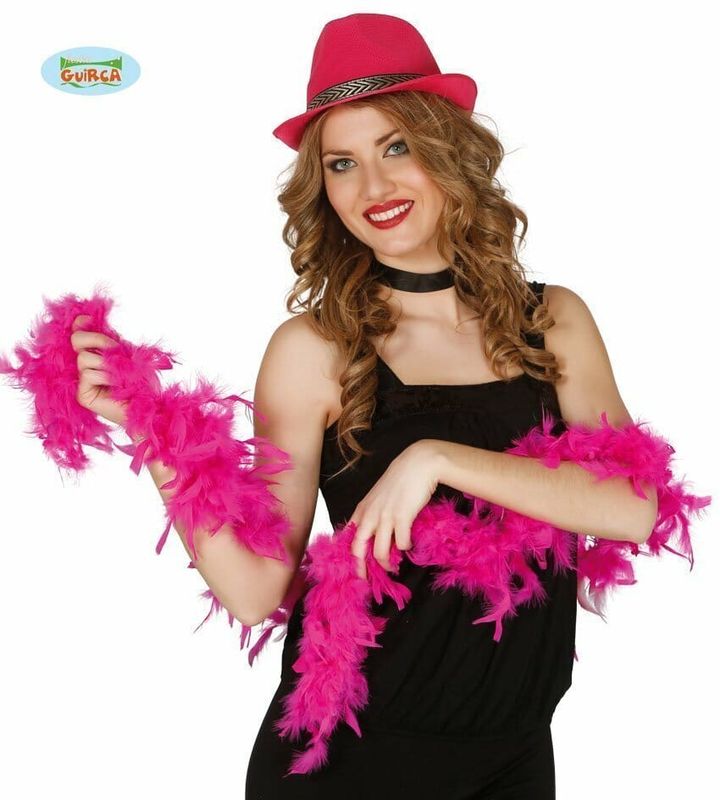 Boa With Fuchsia Feather (40 Grams) - 1.80m