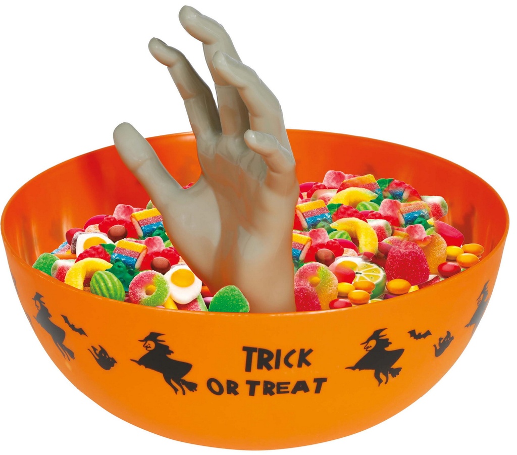 Halloween Orange Bowl With Hand 25cm