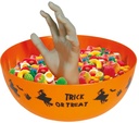 Halloween Orange Bowl With Hand 25cm