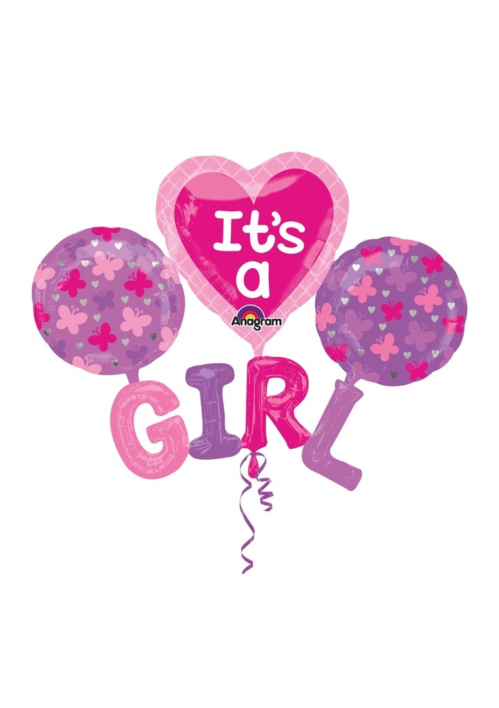 It's a Girl Jumbo Super Shape Foil Balloon 40" x 51" (101cm x 129cm)
