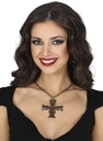 Gothic Cross Necklace With Ruby 6cm