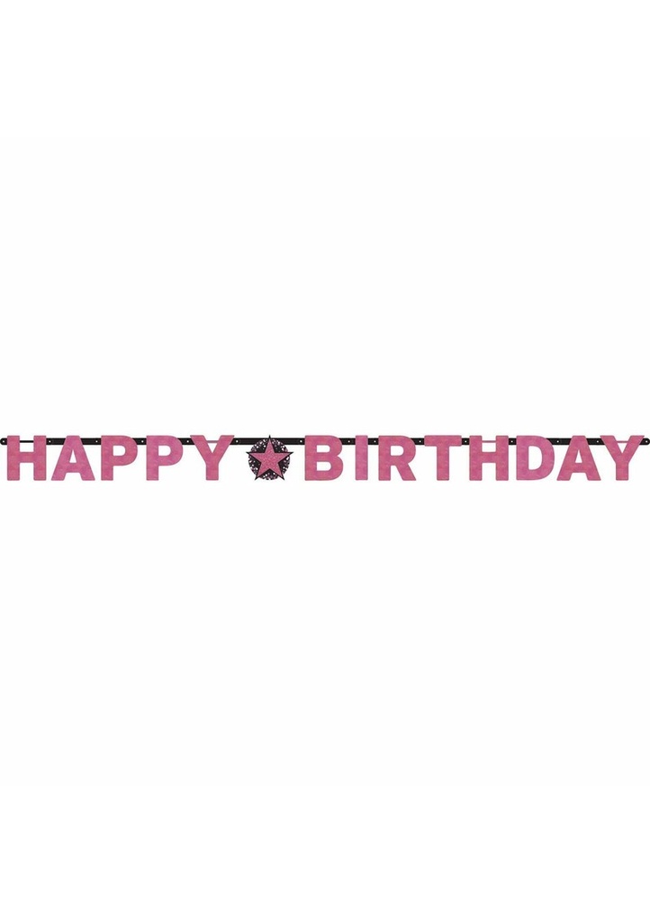 [9901185] Happy Birthday Pink Sparkling Celebration Paper Letter Banner - 2.13m