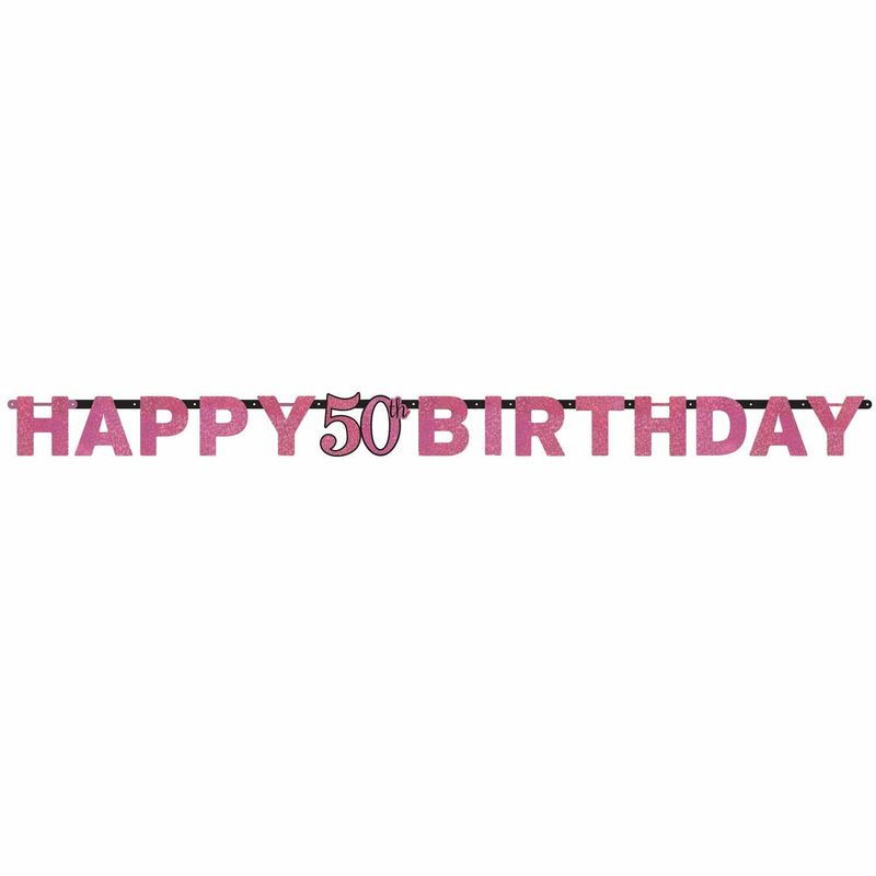 50th Pink Sparkling Celebration Paper Letter Banner - 2.13m