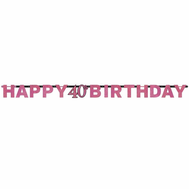 [9900600] 40th Pink Sparkling Celebration Paper Letter Banner - 2.13m