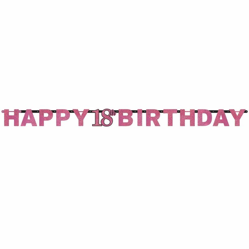 [9900576] 18th Pink Sparkling Celebration Paper Letter Banner - 2.13m