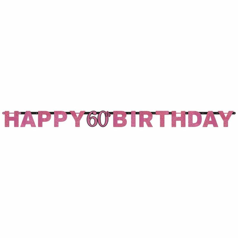 [9900616] 60th Pink Sparkling Celebration Paper Letter Banner - 2.13m