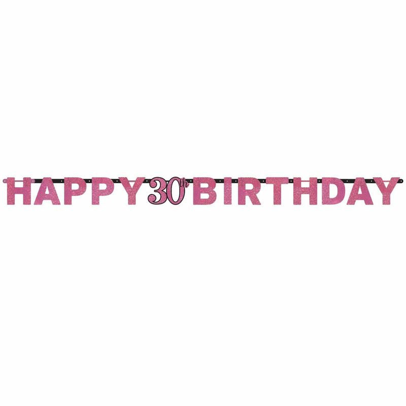[9900592] 30th Pink Sparkling Celebration Paper Letter Banner - 2.13m