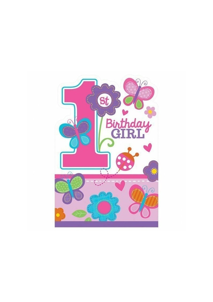 Sweet 1st Birthday Invitations 10cm x 16cm - 8pk