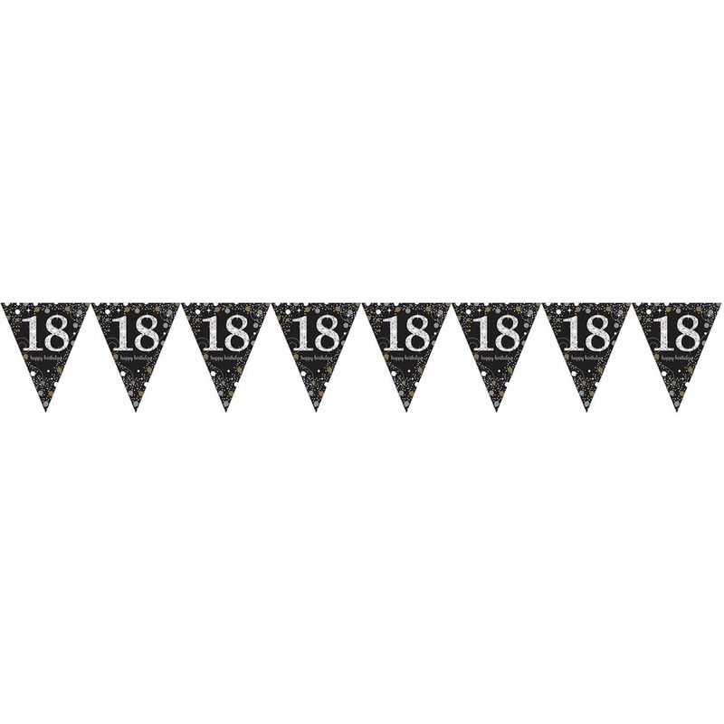 [9900551] 18th Gold Sparkling Celebration Plastic Flag Banner - 4m