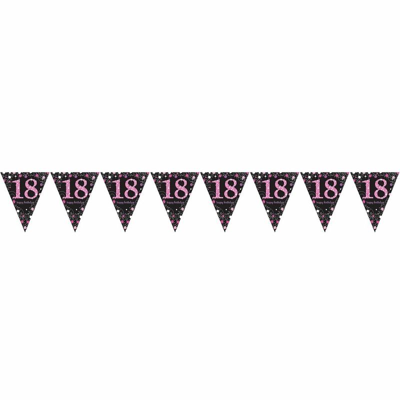 [9900574] 18th Pink Sparkling Celebration Plastic Flag Banner - 4m