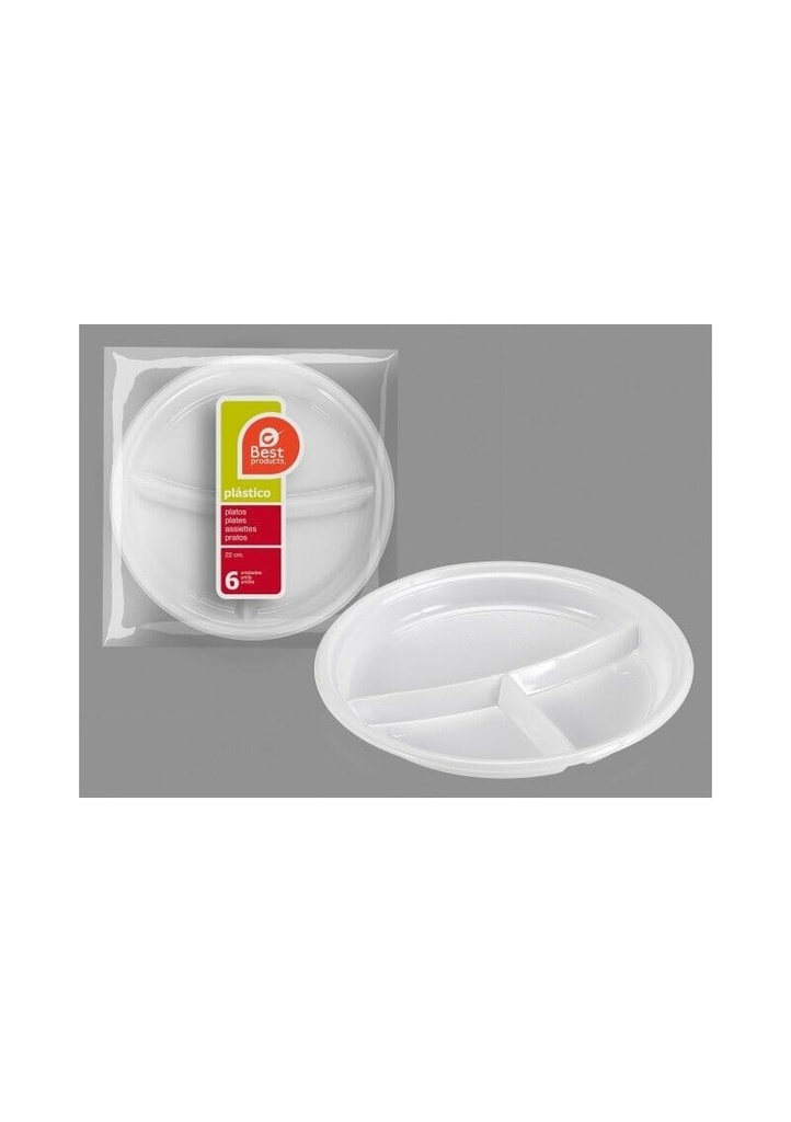 White Triple Snacks Dish 22 cm - 6pk
