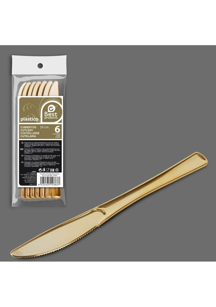 Large Gold Knife 20 cm - 6pk