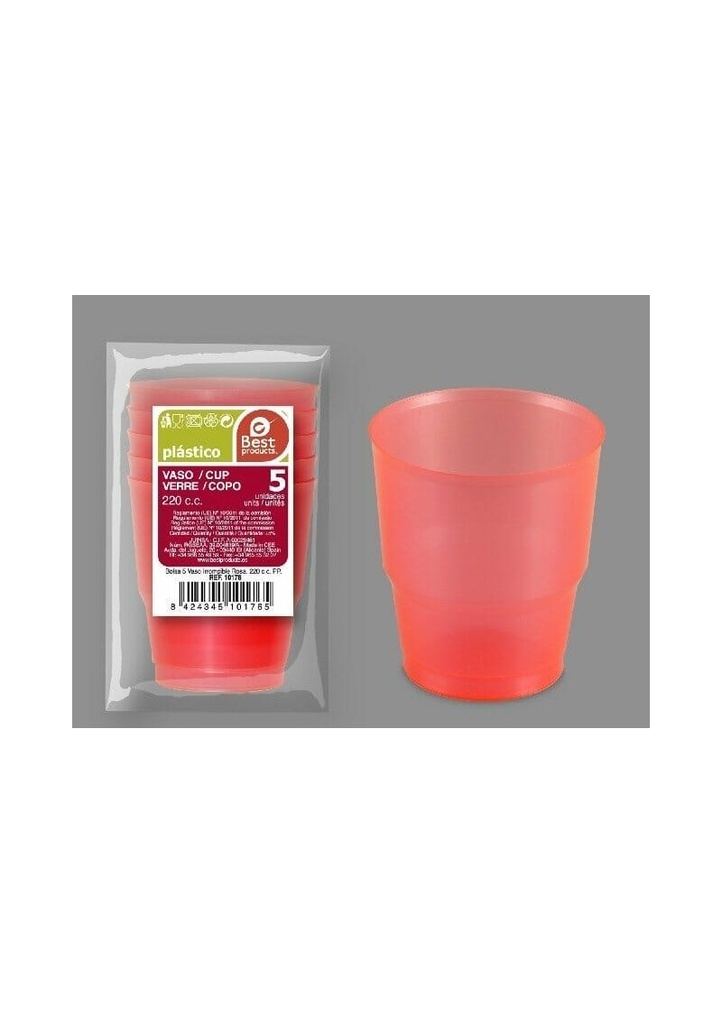 Unbreakable Pink Cup 220Cc pp - 5pk