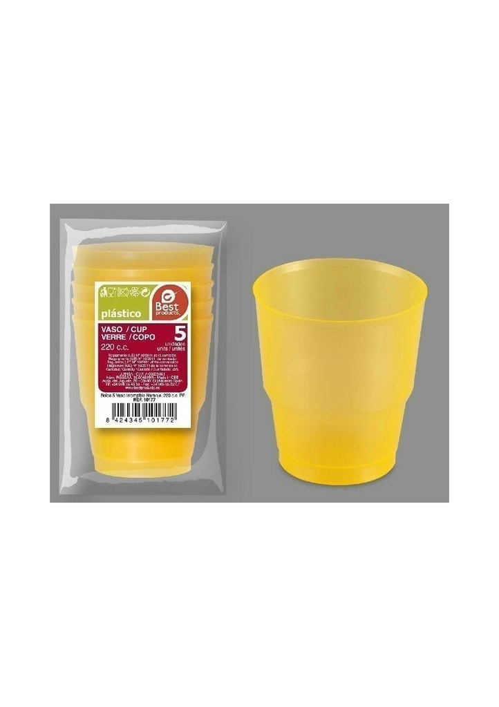 Unbreakable Orange Cup 220Cc pp - 5pk